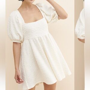 Free People womans boho cream Puff Sleeve mini dress size XS